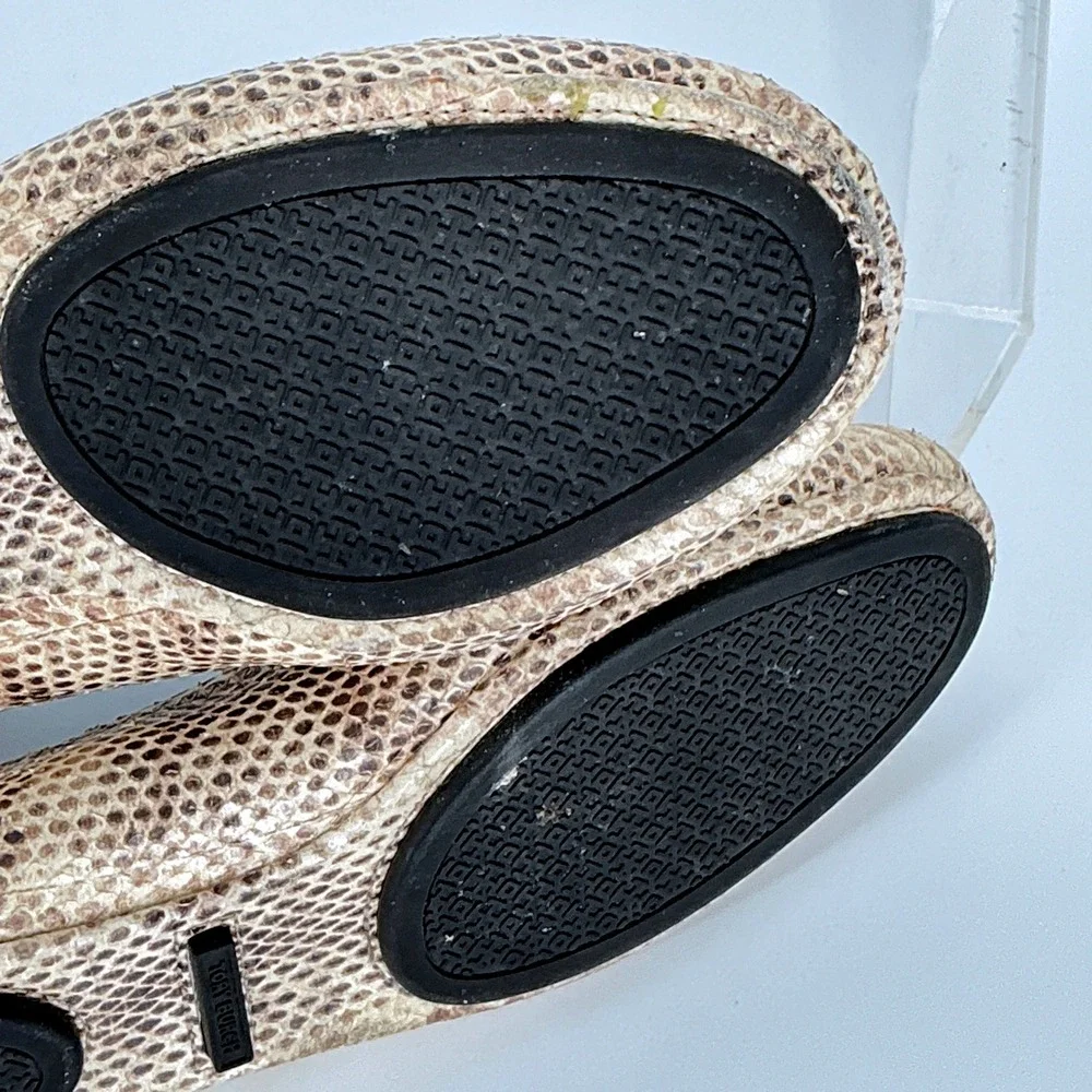 Tory Burch Size 7.5 Minnie Travel Ballet Flats‎ Snake Embossed Leather